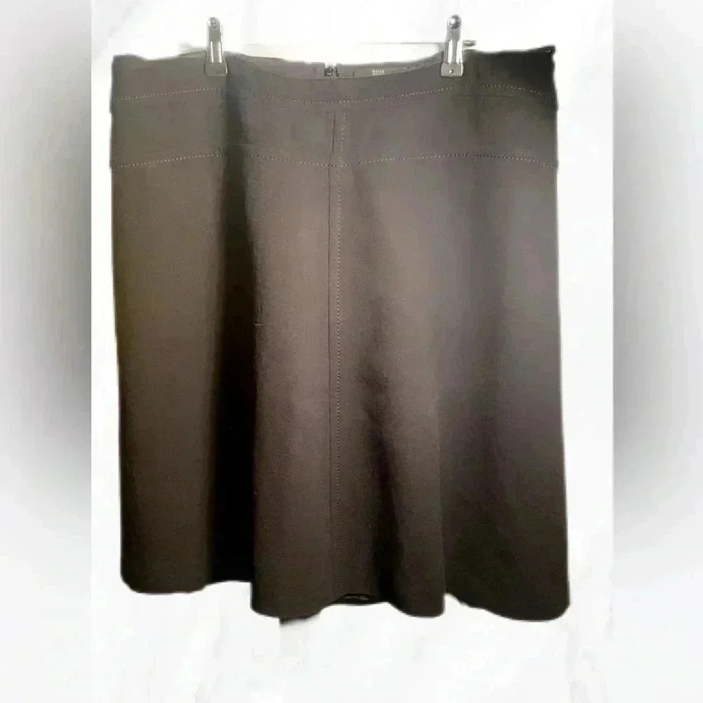 BOSS Hugo boss classic stylish black trend Aline rear zipper wool midi skirt 36 - Picture 2 of 4